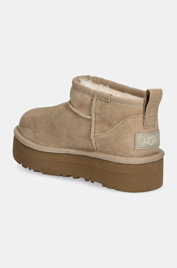 Dievča Detské semišové snehule UGG CLASSIC ULTRA MINI PLATFORM 1157791K béžová
