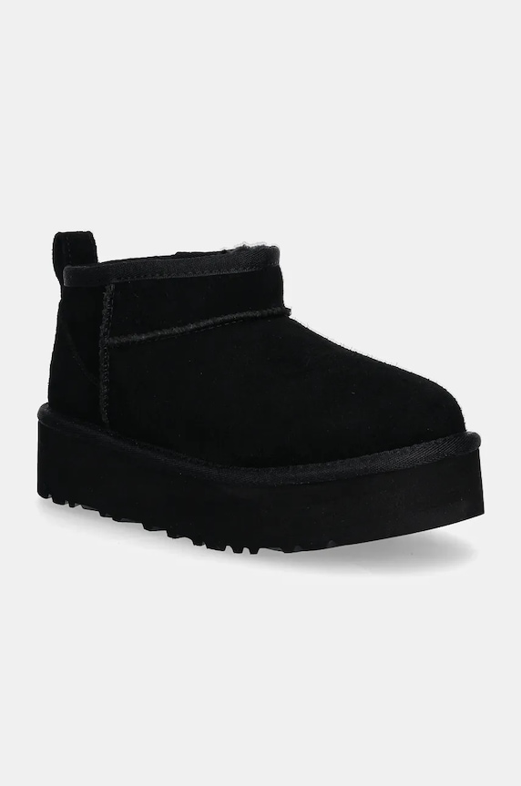 Detské semišové snehule UGG CLASSIC ULTRA MINI PLATFORM zateplené čierna 1157791K
