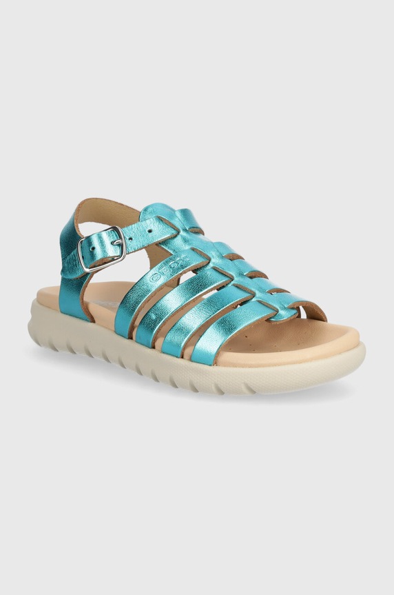 Geox sandały skórzane dziecięce SANDAL SOLEIMA turkusowy J35GSB.000CF.24.27