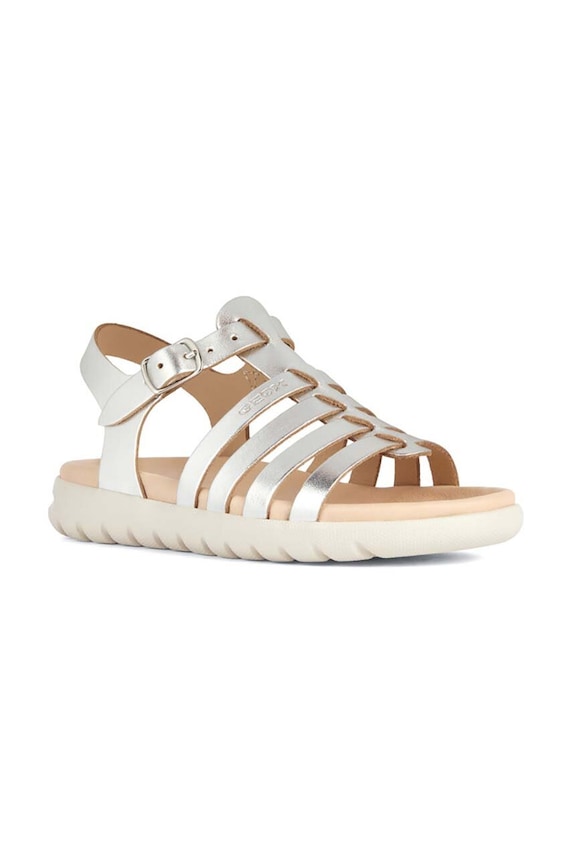 Geox sandały skórzane dziecięce SANDAL SOLEIMA srebrny J35GSB.000CF.24.27
