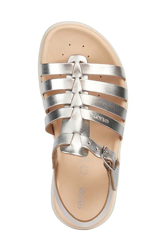 Geox sandały skórzane dziecięce SANDAL SOLEIMA J35GSB.000CF.24.27 srebrny