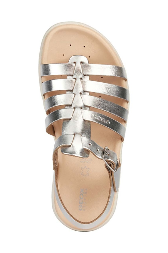 Geox sandały skórzane dziecięce SANDAL SOLEIMA J35GSB.000CF.24.27 srebrny