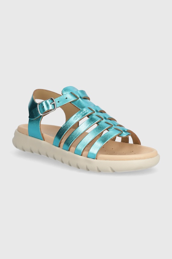 Geox sandały skórzane dziecięce SANDAL SOLEIMA turkusowy J35GSB.000CF.28.35