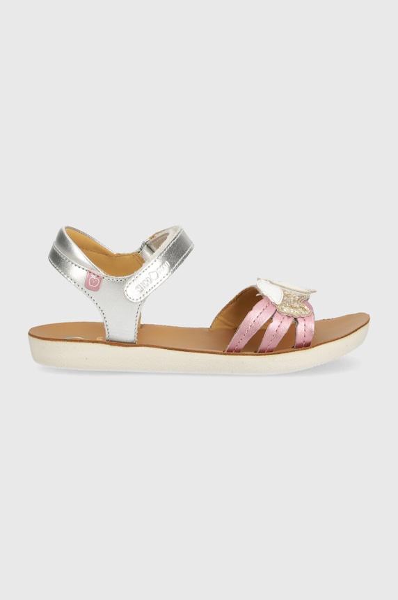 Shoo Pom sandale din piele pentru copii GOA TOUCAN Q4NNAW04.28.32 argintiu SS24