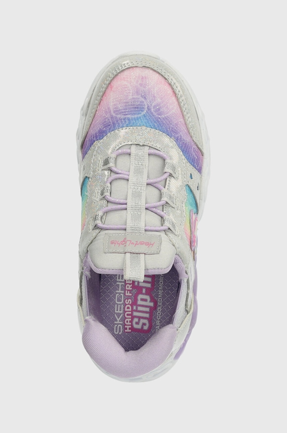 Detské tenisky Skechers INFINITE HEART LIGHTS ETERNAL SHIMMER strieborná 303755N