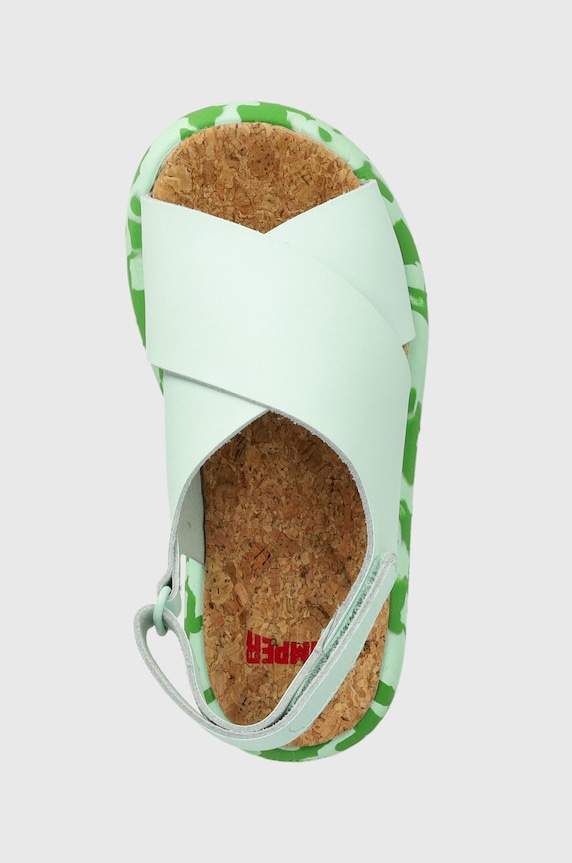 Παιδικά δερμάτινα σανδάλια Camper πράσινο K800595.G.28.34