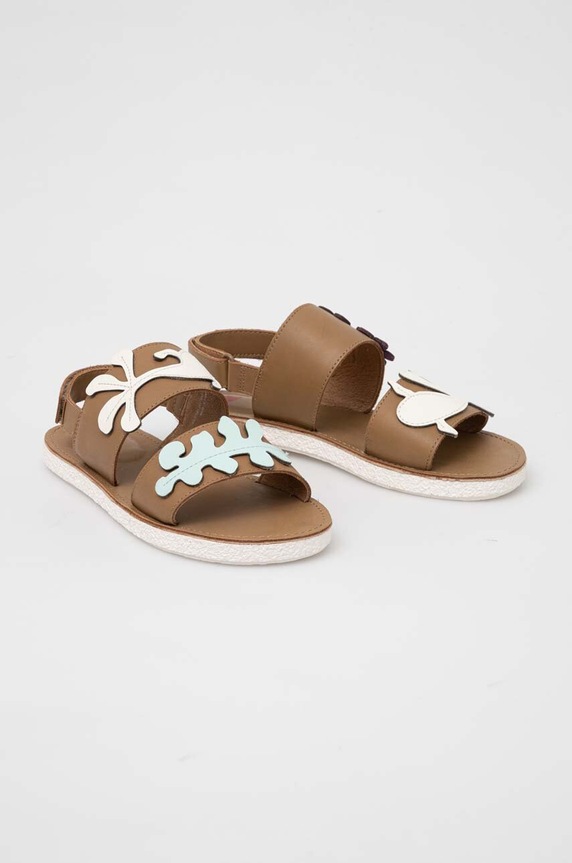 DÍVKA Dětské kožené sandály Camper K800591.35.38 hnědá