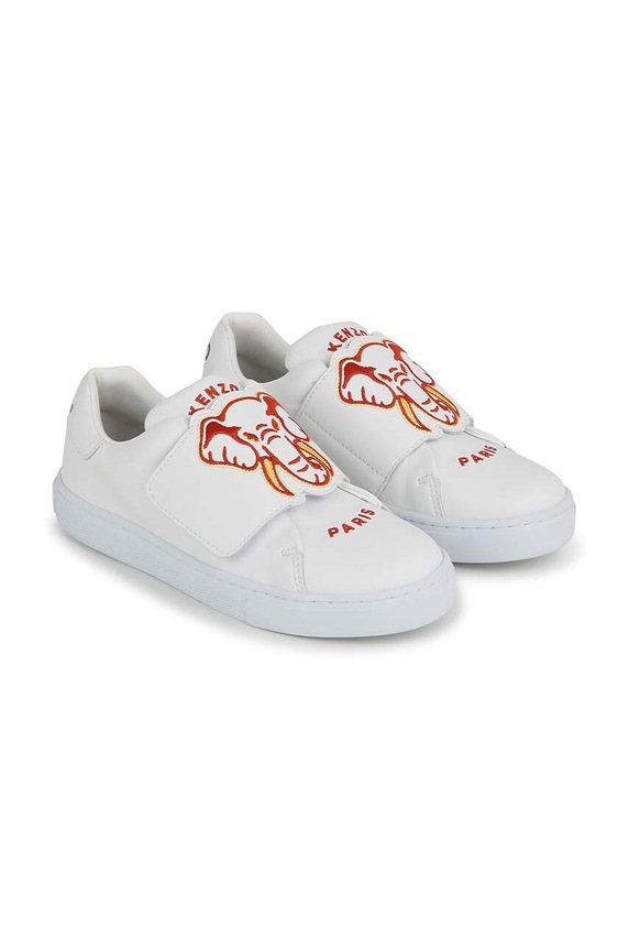 Kenzo Kids scarpe da ginnastica per bambini in pelle bassa bianco K60387.