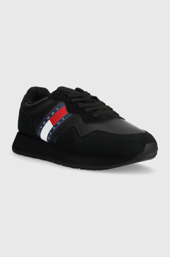 Tommy Jeans sneakersy skórzane TJM MODERN RUNNER EM0EM01316 czarny SS25