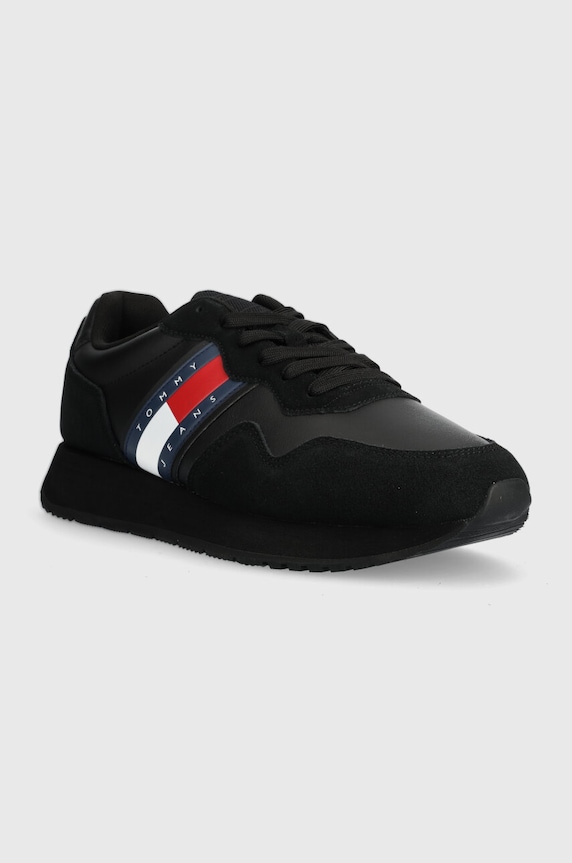 Tommy Jeans sneakersy skórzane TJM MODERN RUNNER EM0EM01316 czarny SS25