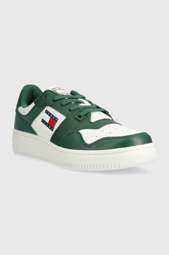Tommy Jeans bőr sportcipő TJM RETRO BASKET ESS EM0EM01395 zöld SS24