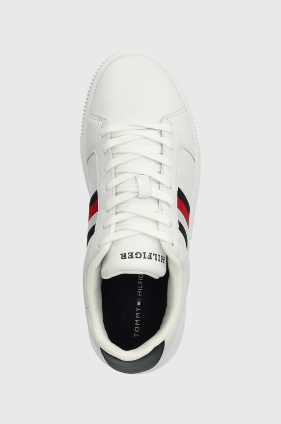 Kožne tenisice Tommy Hilfiger SUPERCUP LTH STRIPES ESS bijela FM0FM04895