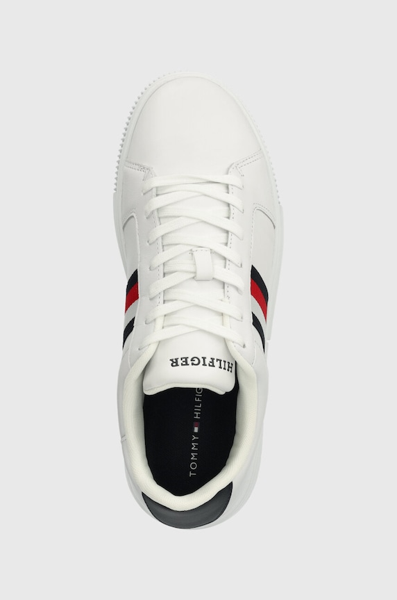 Kožne tenisice Tommy Hilfiger SUPERCUP LTH STRIPES ESS bijela FM0FM04895