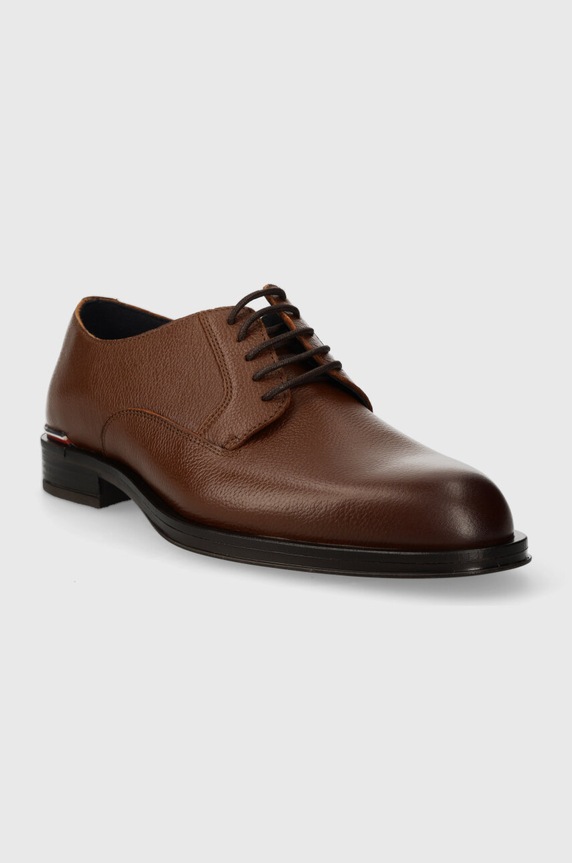 Tommy Hilfiger półbuty skórzane CORE RWB HILFIGER T LTH SHOE FM0FM04901 brązowy SS24
