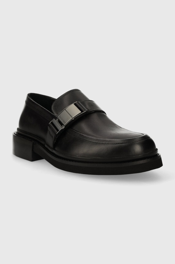 Kožené mokasíny Calvin Klein MOCCASIN W/ ICONIC PLAQUE HM0HM01452 čierna SS24