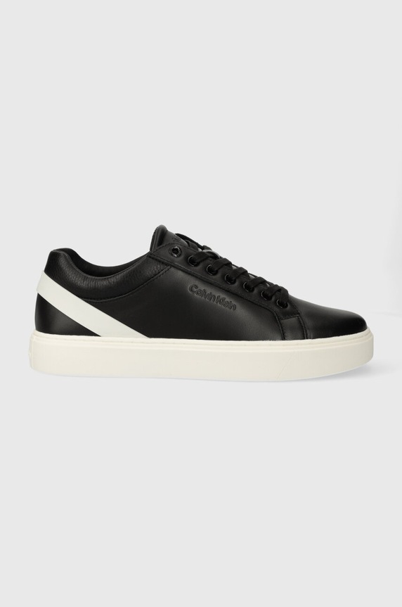 Calvin Klein sneakersy skórzane LOW TOP LACE UP ARCHIVE STRIPE Planet friendly czarny HM0HM01292