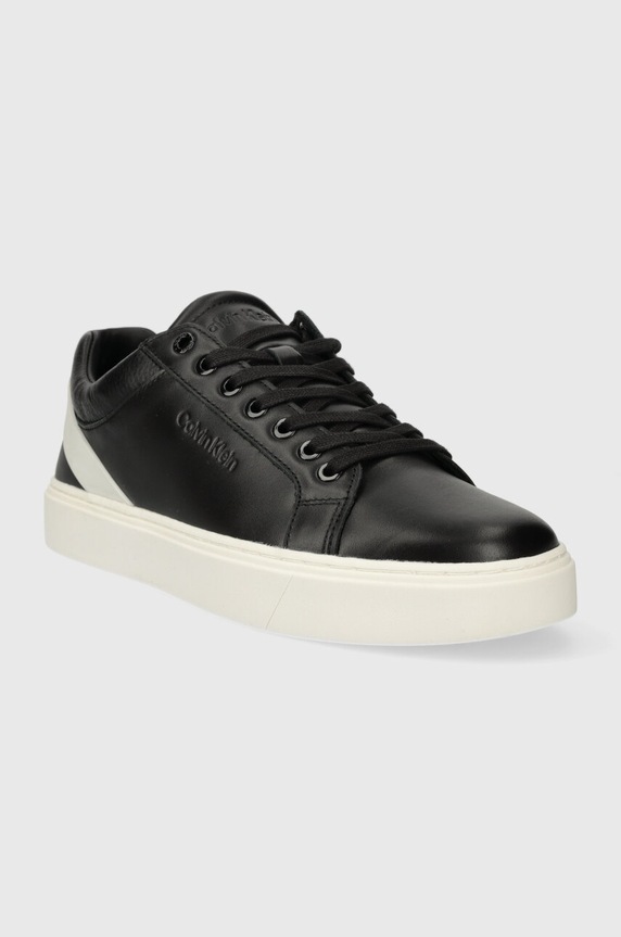 Calvin Klein sneakersy skórzane LOW TOP LACE UP ARCHIVE STRIPE HM0HM01292 czarny SS24