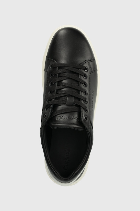 Calvin Klein sneakersy skórzane LOW TOP LACE UP ARCHIVE STRIPE czarny HM0HM01292