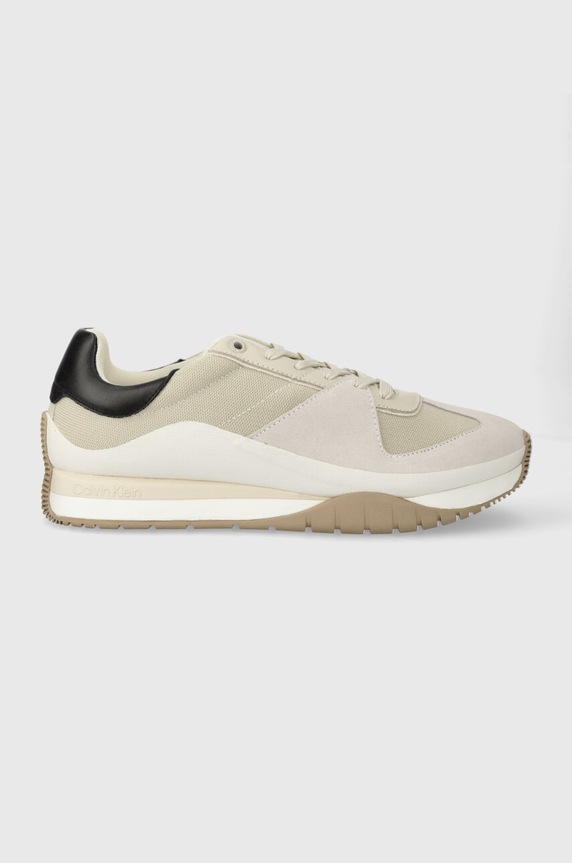 Calvin Klein sportcipő LOW TOP LACE UP velúr bőr bézs HM0HM01286