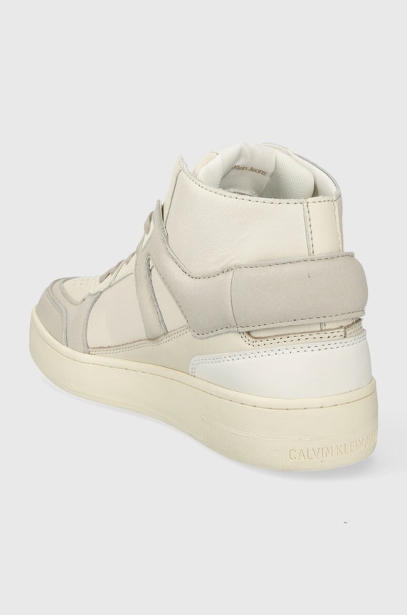 Obuwie Calvin Klein Jeans sneakersy skórzane BASKET CUPSOLE MID LTH ML FAD YM0YM00883 beżowy