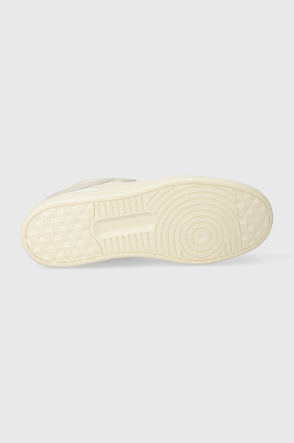 Calvin Klein Jeans sneakersy skórzane BASKET CUPSOLE MID LTH ML FAD YM0YM00883 beżowy
