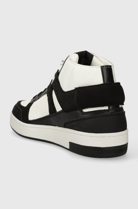Boty Kožené tenisky Calvin Klein Jeans BASKET CUPSOLE MID LTH ML FAD YM0YM00883 černá