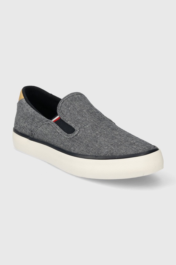Tommy Hilfiger tenisówki TH HI VULC LOW SLIPON CHAMBRAY FM0FM04947 granatowy SS24