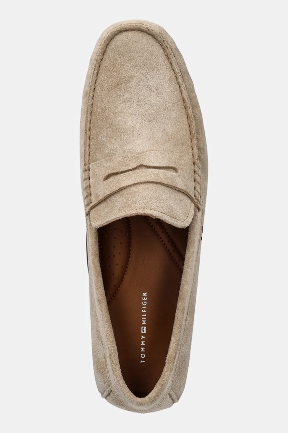Mokasinke od brušene kože Tommy Hilfiger CASUAL SUEDE DRIVER bež FM0FM04998