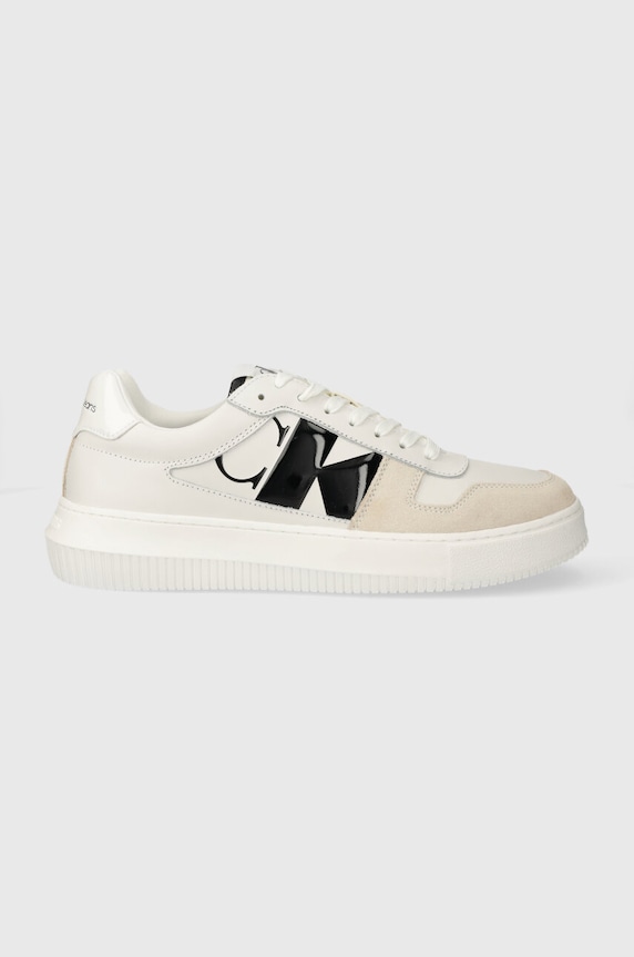 Calvin Klein Jeans sneakersy skórzane CHUNKY CUPSOLE LTH NBS DC skóra zamszowa biały YM0YM00897