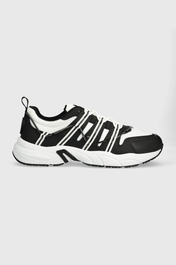 Sneakers Calvin Klein Jeans RETRO TENNIS LOW LACEUP MIX DIF υφασμάτινο μαύρο YM0YM00918