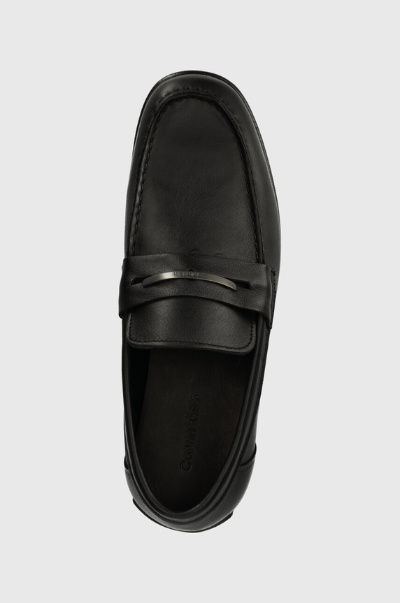 Kožené mokasíny Calvin Klein DRIVING SHOE METAL BAR čierna HM0HM01473