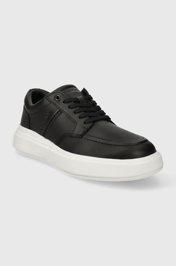 Calvin Klein sneakersy skórzane LOW TOP LACE UP TAILOR HM0HM01379 czarny SS24