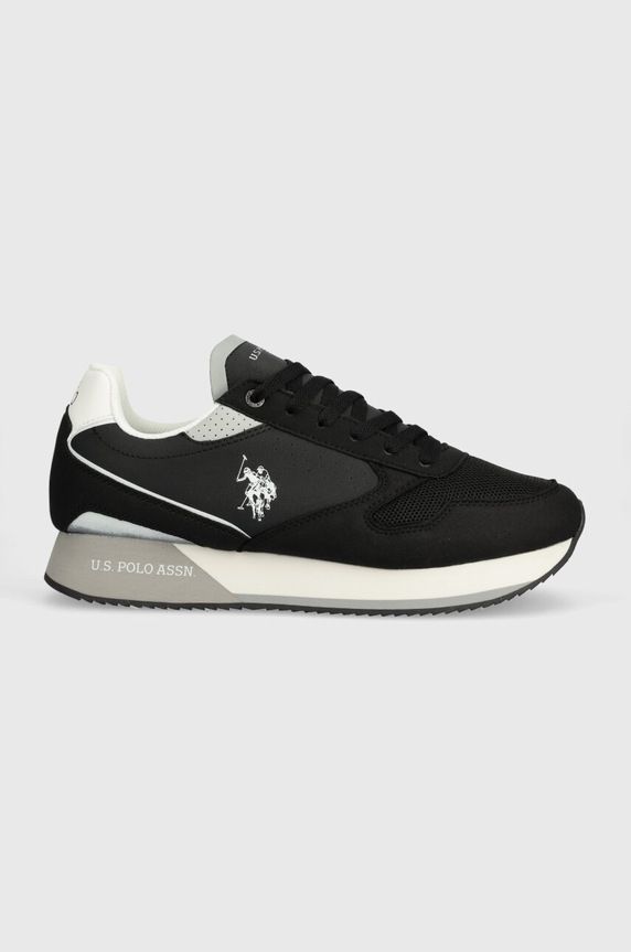 Sneakers U.S. Polo Assn. NOBIL απομίμηση λείου δέρματος μαύρο NOBIL003M.4HY5