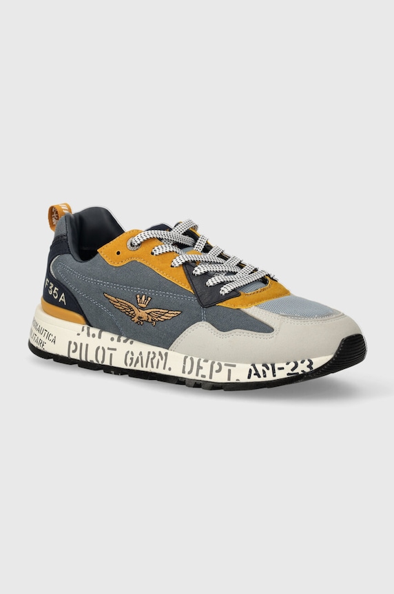 Sneakers Aeronautica Militare απομίμηση λείου δέρματος μπλε SC276CT3332