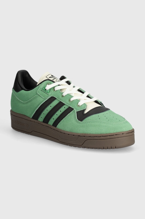 adidas Originals sneakers din piele intoarsă Rivalry 86 Low mic de statură verde ID8409
