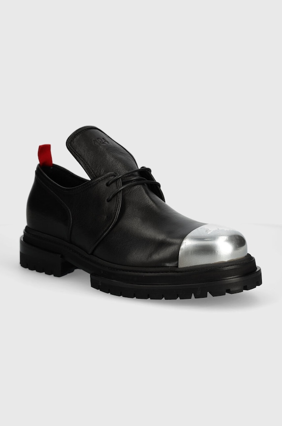 Kožené polobotky 424 Derby casual černá FF4SMQ50AP.PE001.999