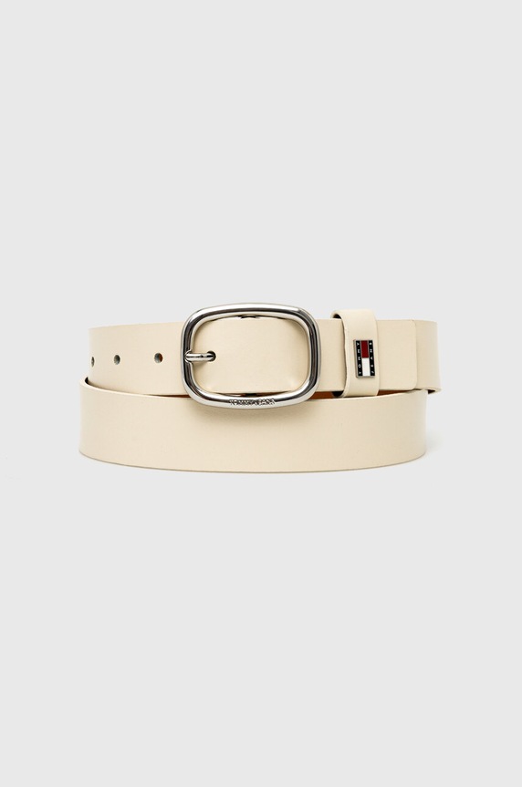 Tommy Jeans curea de damă din piele bej AW0AW15836