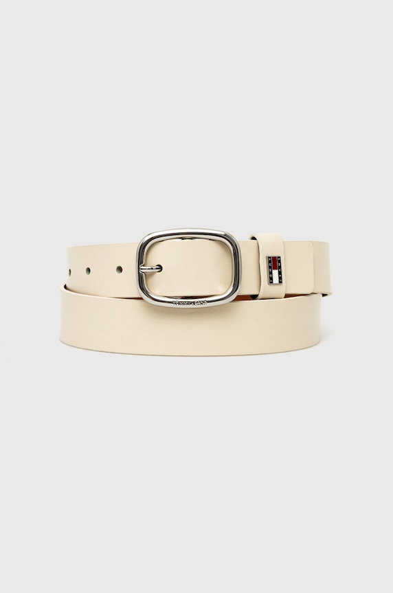 Tommy Jeans curea de damă din piele bej AW0AW15836