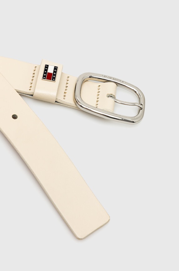 Tommy Jeans curea de damă din piele AW0AW15836 bej SS26