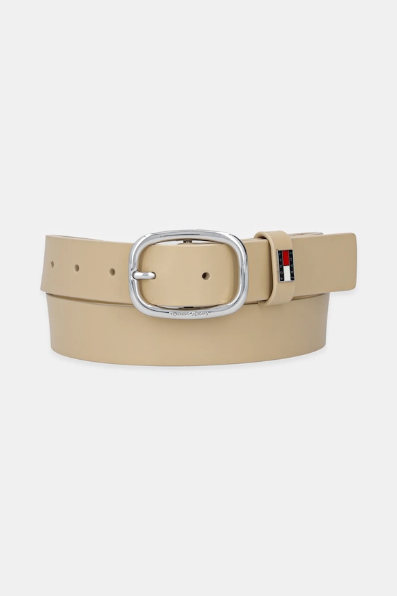 Tommy Jeans curea de damă din piele bej AW0AW15836
