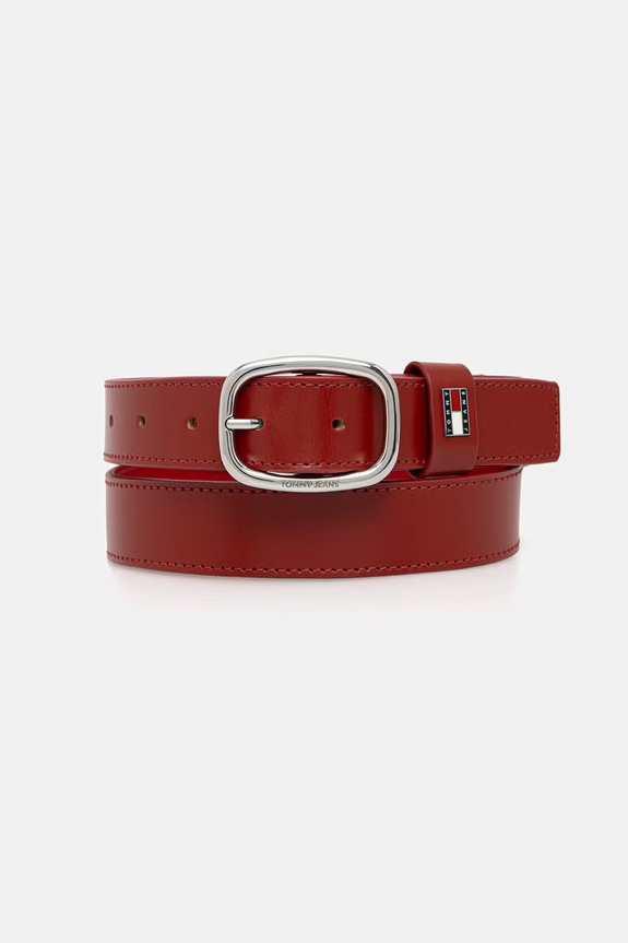 Tommy Jeans curea pentru femei din piele rosu AW0AW15836