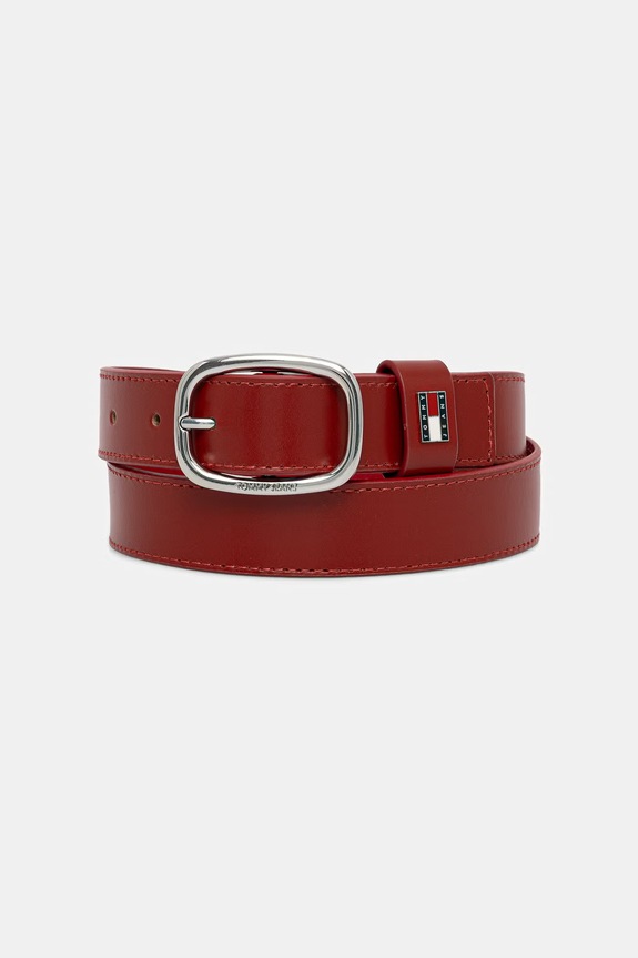 Tommy Jeans ζώνη γυναικεία δερμάτινη κόκκινο AW0AW15836