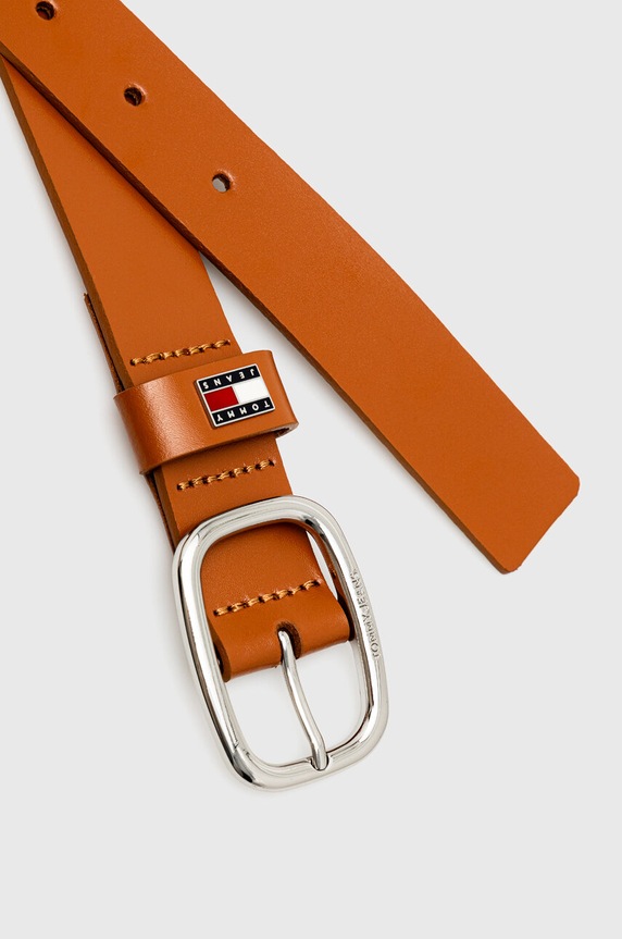 Tommy Jeans curea de damă din piele AW0AW15836 maro SS26
