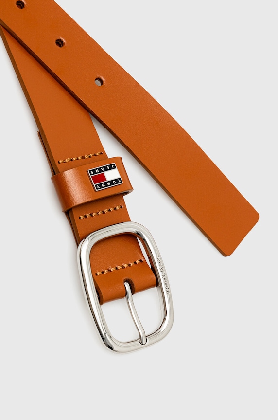 Tommy Jeans curea de damă din piele AW0AW15836 maro SS26