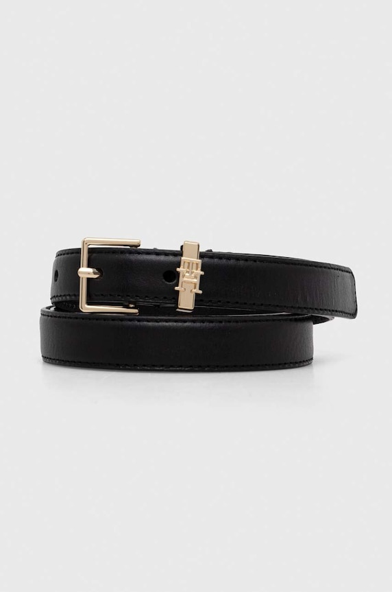 Kožený opasok Tommy Hilfiger Planet friendly čierna AW0AW16024