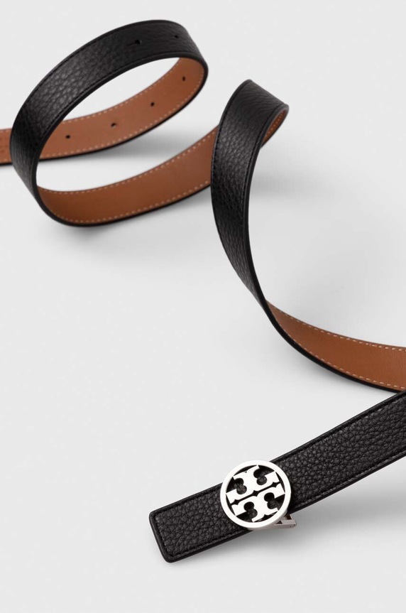 Αναστρέψιμη δερμάτινη ζώνη Tory Burch1" Miller Reversible 138935.002 μαύρο SS25