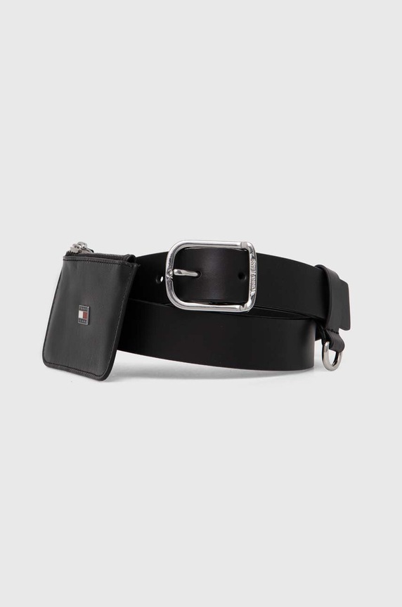Tommy Jeans pasek skórzany czarny AW0AW15964