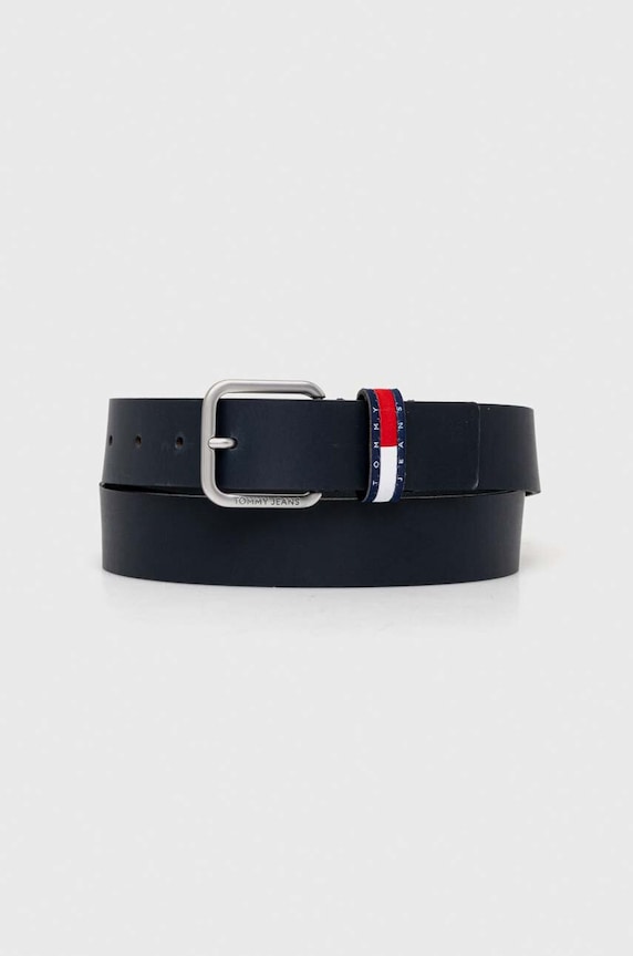 Tommy Jeans curea de piele bleumarin AM0AM12337
