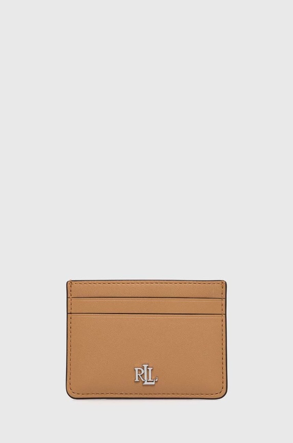 Lauren Ralph Lauren bőr kártya tok sima bézs 432876732