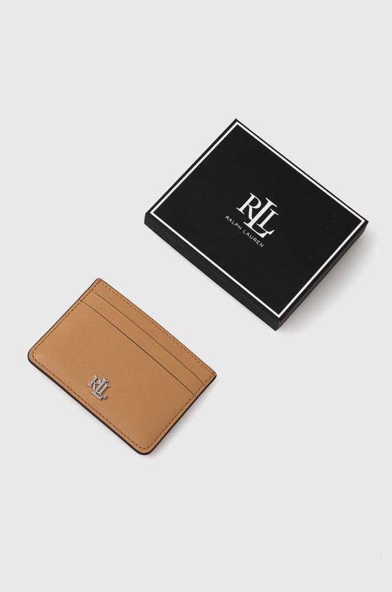 Kiegészítők Lauren Ralph Lauren bőr kártya tok 432876732 bézs